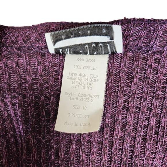 En Focus VTG Tank Cardigan Set Women Size 18 Purple 90s Y2K Preppy Career - Picture 10 of 12